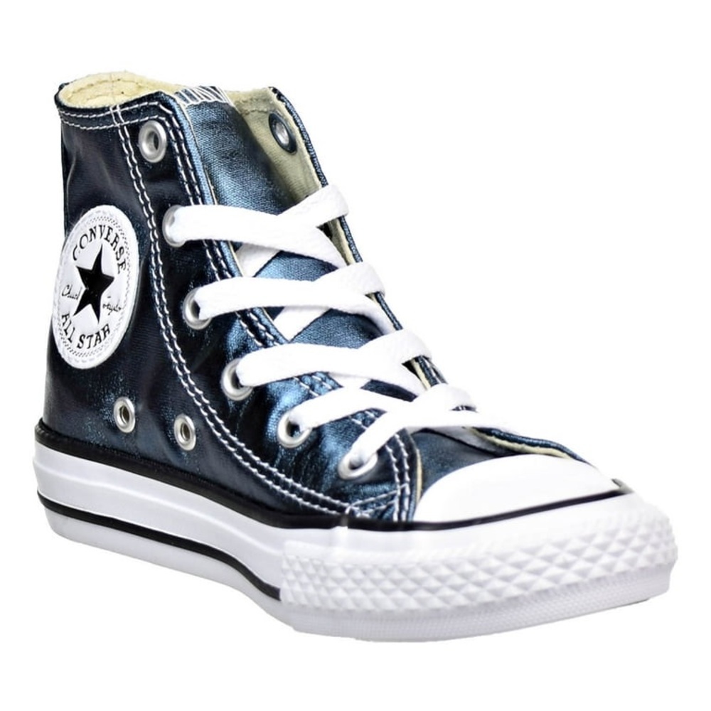 Converse Metallic Blue High-Tops Blue Fir 9 NWT - Picture 2 of 9